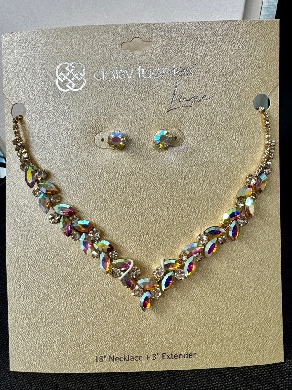 Daisy Fuentes Multicolor Marquise Crystal Necklace & Stud Earrings - Gold-Tone